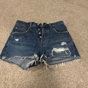 Levi's Blue Distressed Jean Shorts